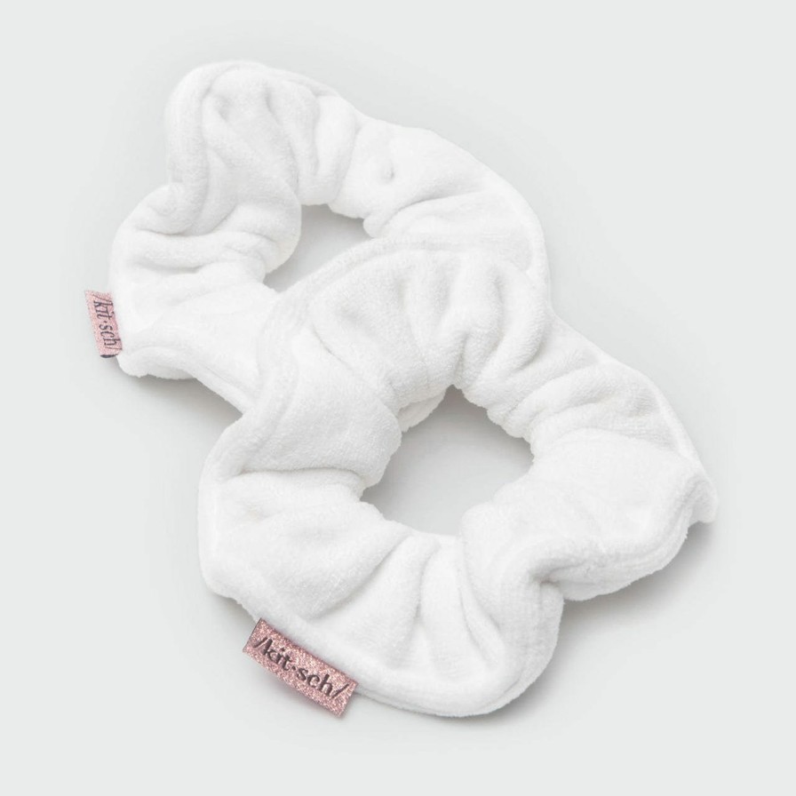 Accessories Kitsch | Microfiber Quick-Dry Towel Scrunchies 2Pc - White