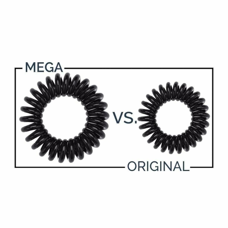 Accessories Kitsch | Spiral Hair Ties 4 Pc - Mega Black