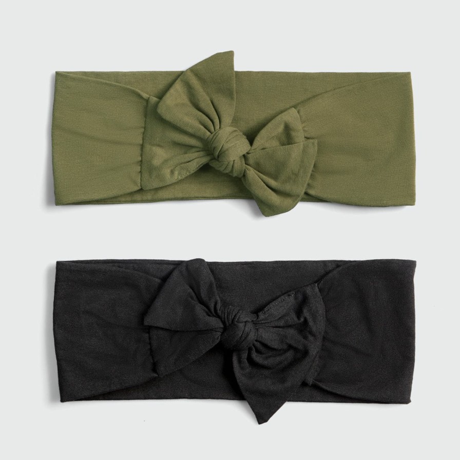 Accessories Kitsch | Cotton Adjustable Headband 2Pc - Moss