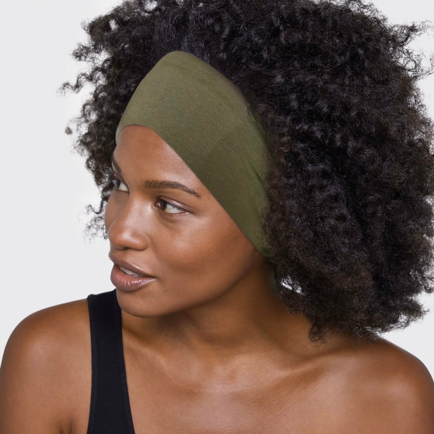 Accessories Kitsch | Cotton Adjustable Headband 2Pc - Moss