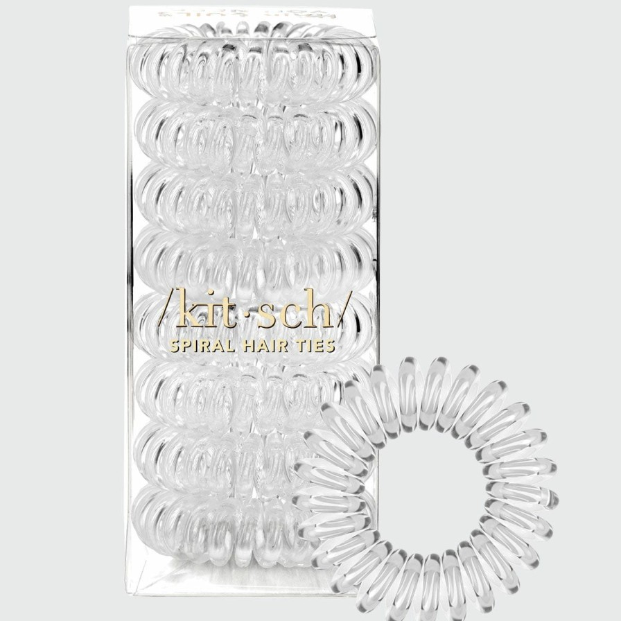 Accessories Kitsch | Spiral Hair Ties 8 Pc - Clear