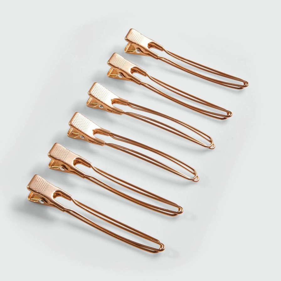 Accessories Kitsch | Metal Blow Dry Clips 6Pc (Gold)