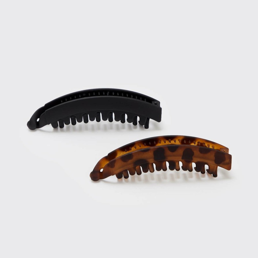 Accessories Kitsch | Banana Clip 2Pc - Black & Tort