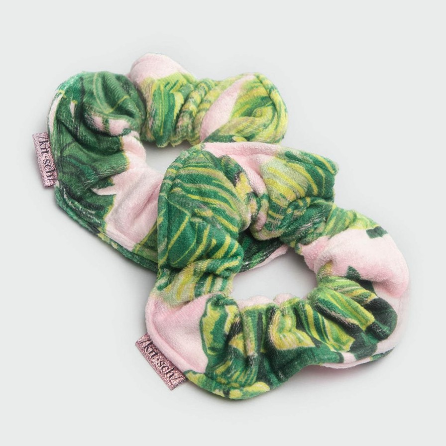 Accessories Kitsch | Microfiber Quick-Dry Towel Scrunchies 2Pc - Palm Print