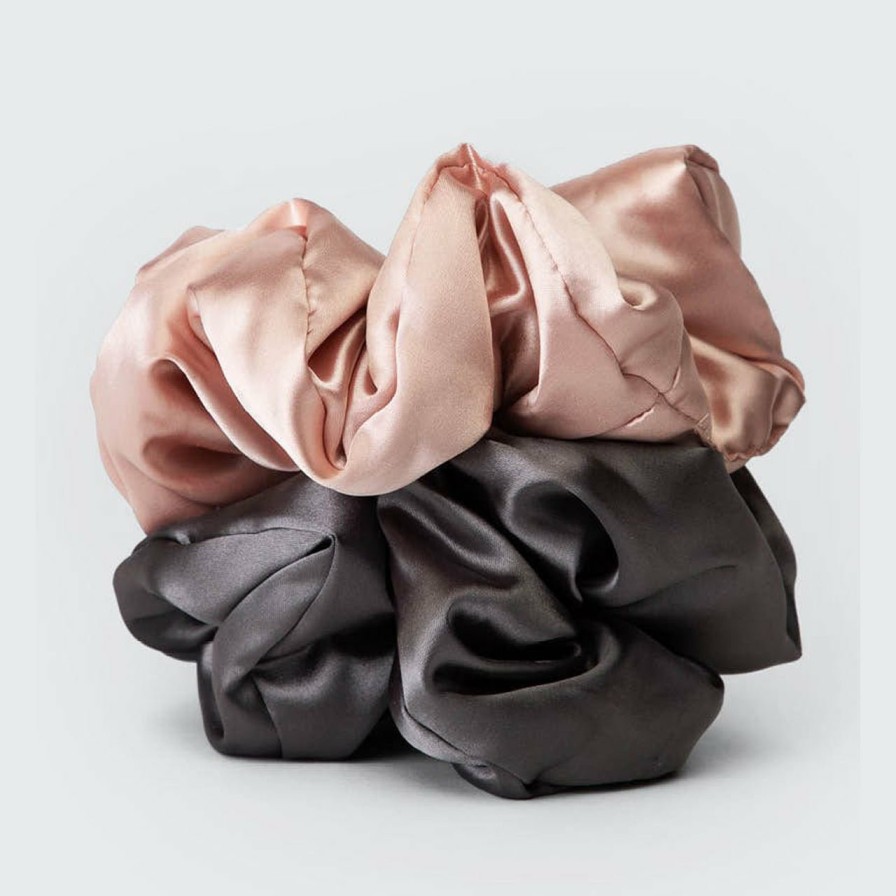 Accessories Kitsch | Satin Sleep Pillow Scrunchies - Blush/Gray