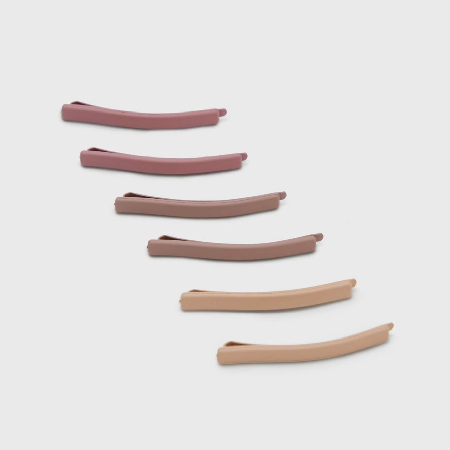 Accessories Kitsch | Enamel Bobby Pins 6Pcs- Terracotta