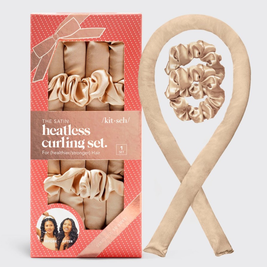 Sleep Kitsch | Holiday Satin Heatless Curling Set - Champagne