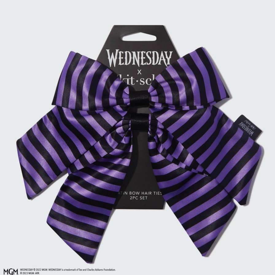 Accessories Kitsch | Wednesday X Kitsch Nevermore Bow Hair Ties 2Pc Set