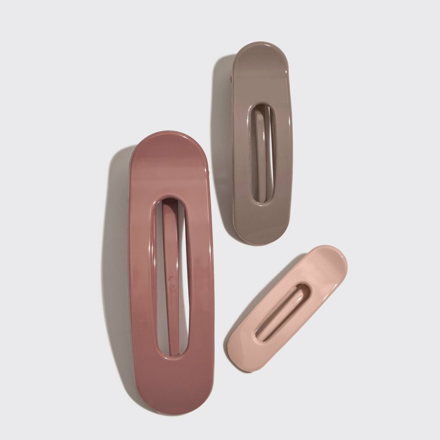 Accessories Kitsch | Flat Lay Claw Clip 3Pc Flat- Terracotta