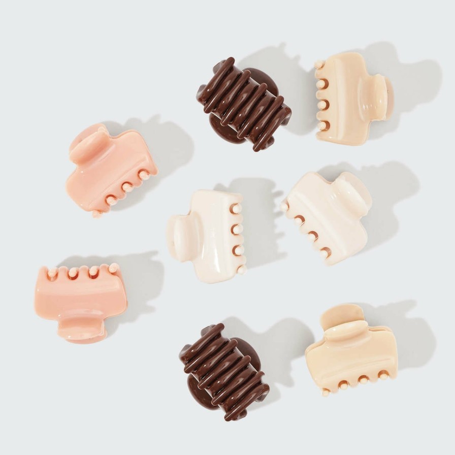 Accessories Kitsch | Recycled Plastic Mini Cloud Claw Clips 8Pc Set - Rosewood