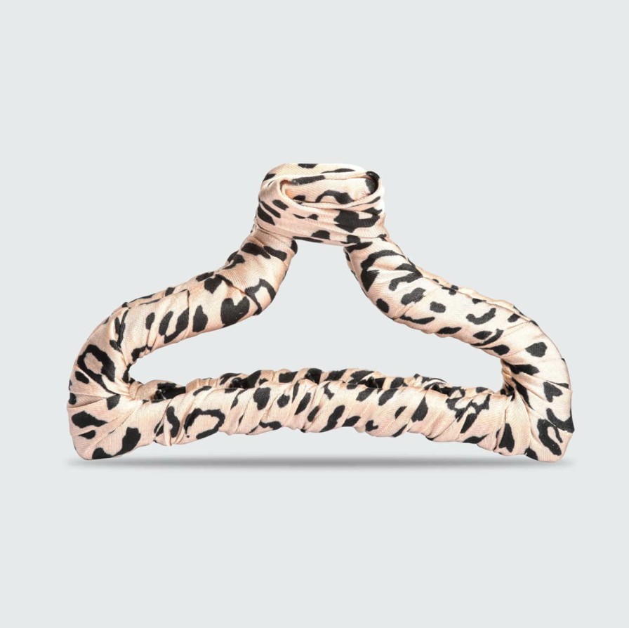 Accessories Kitsch | Satin Wrapped Claw Clip - Leopard