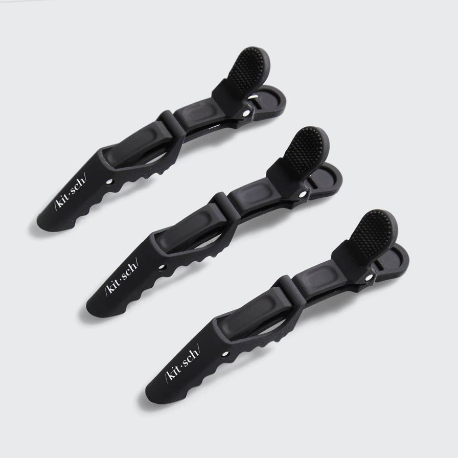 Accessories Kitsch | No Slip Crocodile Clip 3Pc - Black