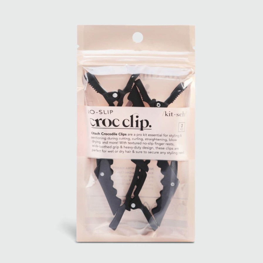 Accessories Kitsch | No Slip Crocodile Clip 3Pc - Black