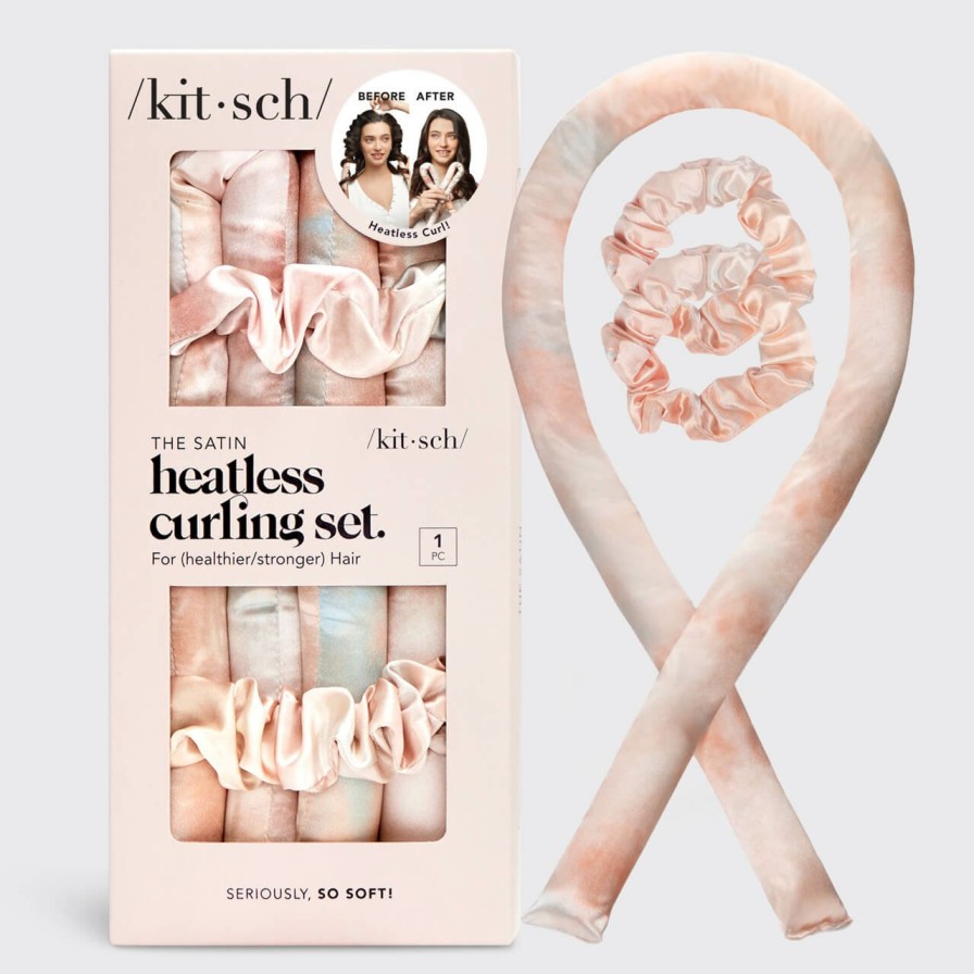 Accessories Kitsch | Satin Heatless Curling Set - Sunset Tie Dye