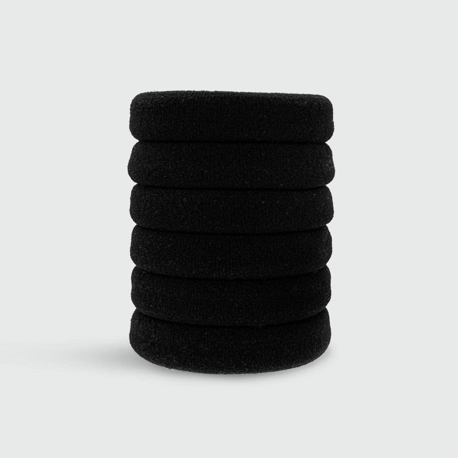 Accessories Kitsch | Recycled Nylon Thick Elastics 6Pc- Black