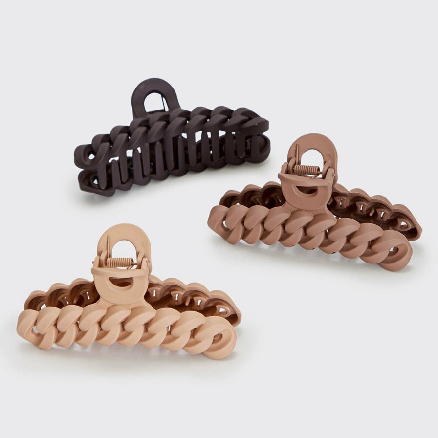 Accessories Kitsch | Eco-Friendly Chain Claw Clip 3Pc Set - Neutral