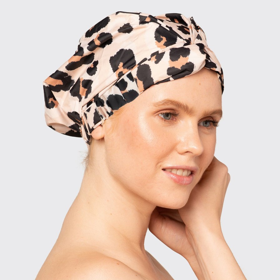 Cleanse Kitsch | Recycled Polyester Luxe Shower Cap - Leopard