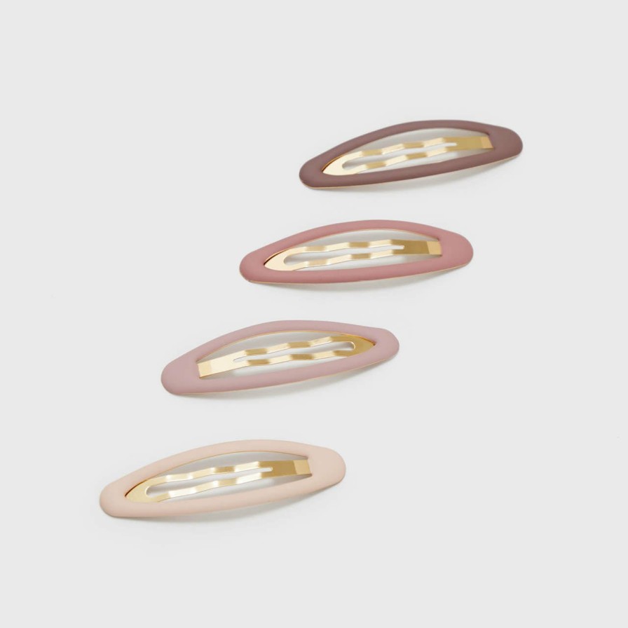 Accessories Kitsch | Enamel Snap Clips 4Pc - Terracotta