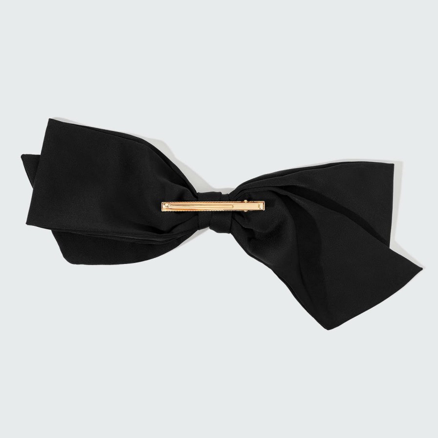 Accessories Kitsch | Recycled Fabric Bow Hair Clip - Black