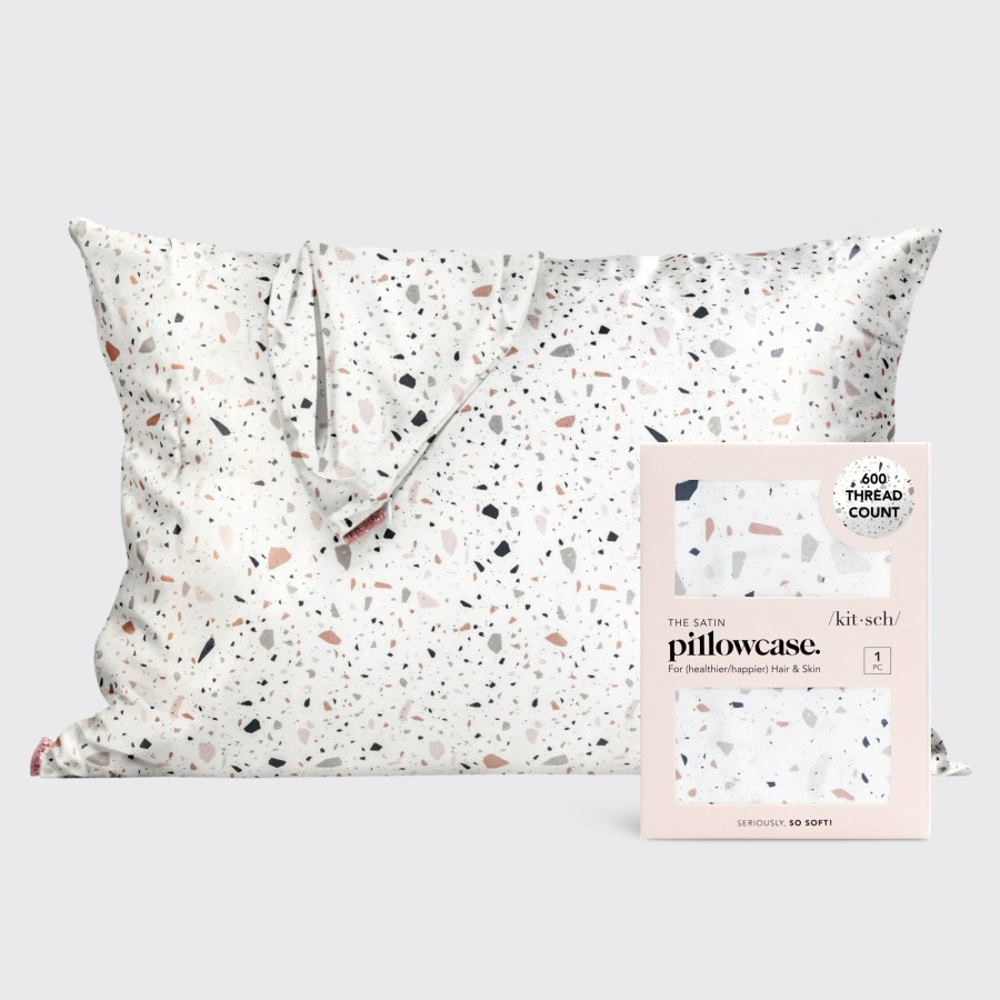 Sleep Kitsch | Satin Pillowcase - White Terrazzo