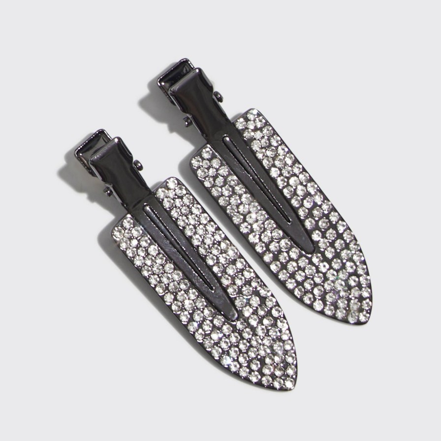 Accessories Kitsch | Metal Rhinestone Creaseless Clips 2Pc Set