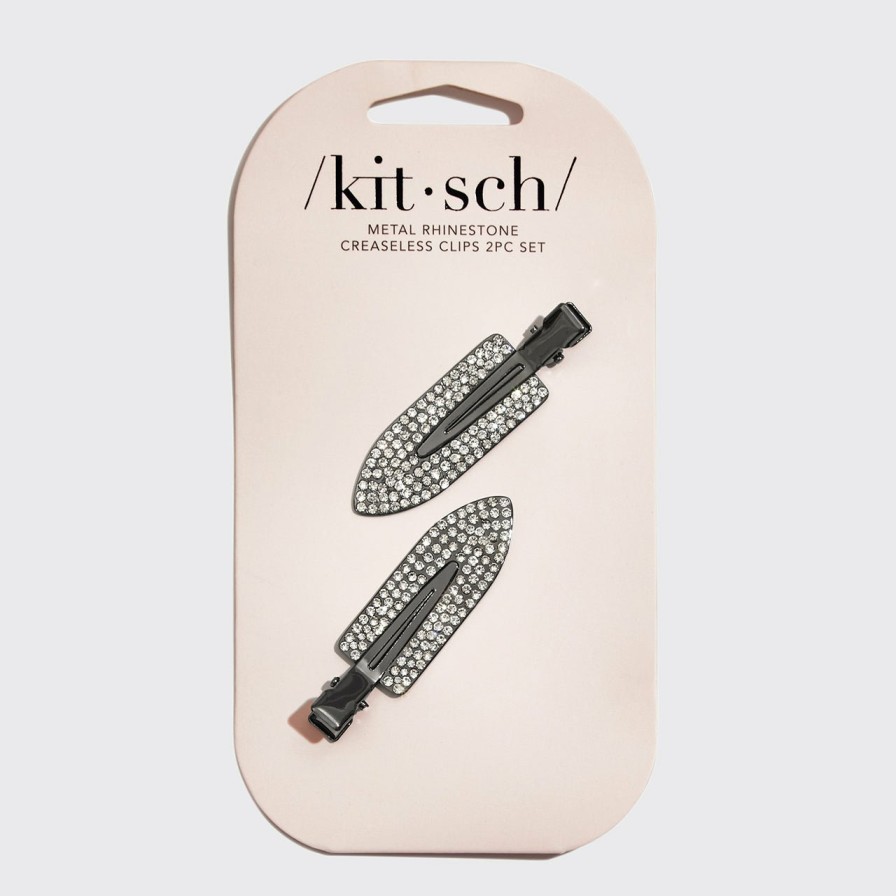 Accessories Kitsch | Metal Rhinestone Creaseless Clips 2Pc Set