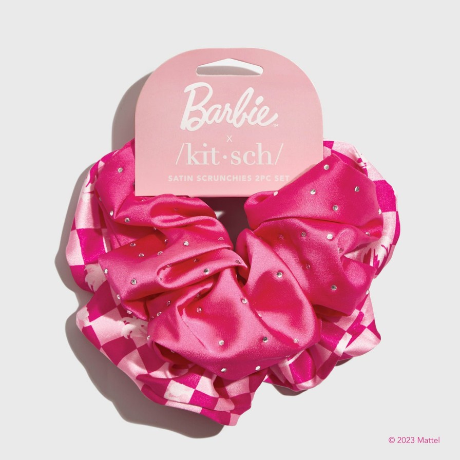 Accessories Kitsch | Barbie X Kitsch Satin Scrunchies 2Pc