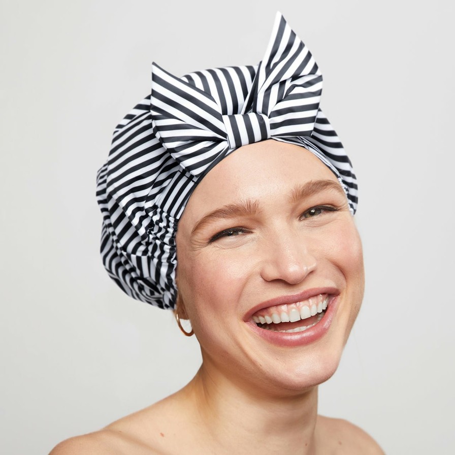 Cleanse Kitsch | Recycled Polyester Luxe Shower Cap - Stripe