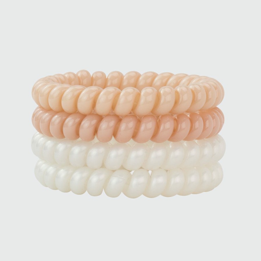 Accessories Kitsch | Spiral Hair Ties 4 Pc - Large Nude