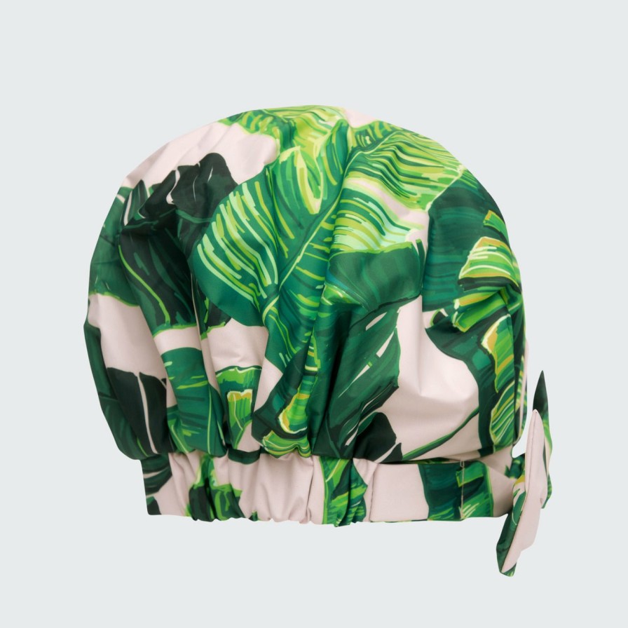 Cleanse Kitsch | Recycled Polyester Luxe Shower Cap - Palm Leaves