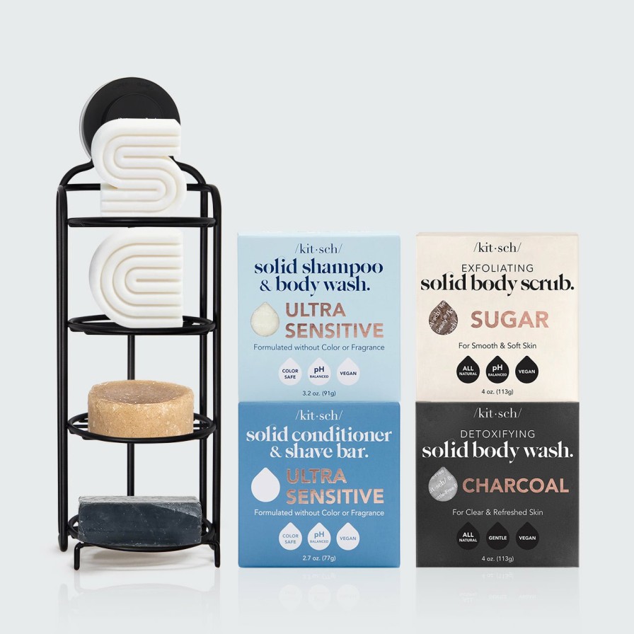 Hair Care Kitsch | Free & Clear Shampoo + Conditioner Caddy Bundle